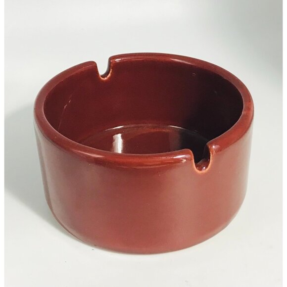 Waechtersbach West Germany Ashtray Burgundy Red Ceramic Original Round Vintage - Picture 1 of 8